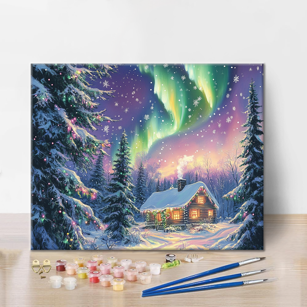 Noël et aurore - Peinture par numéros
