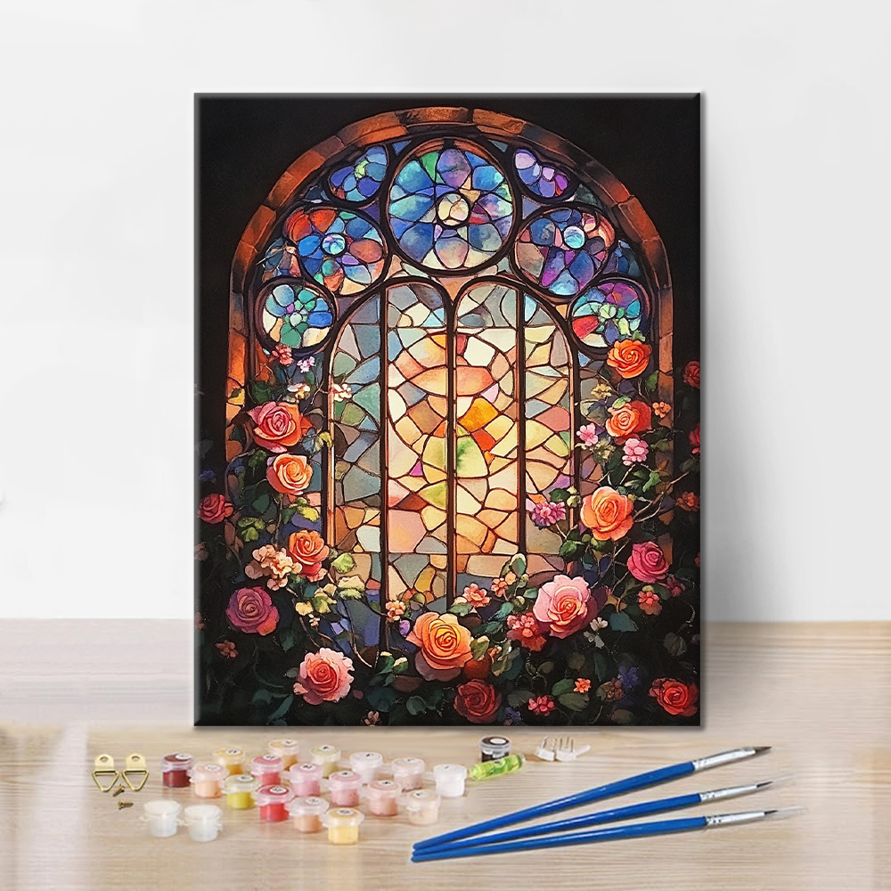 Fenêtre fleurie – Peinture par numéros