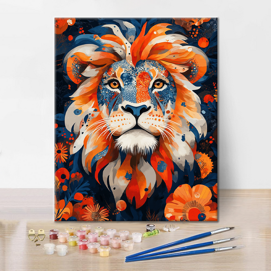 Lion au Cœur Courageux - Peinture par Numéros