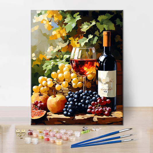 Vin et fruits dans le vignoble - Peinture par numéros