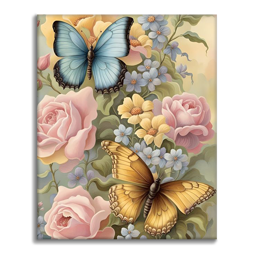 Fleurs Papillons - Peinture par numéros
