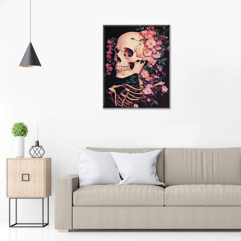 Crâne fleuri – Peinture par numéros