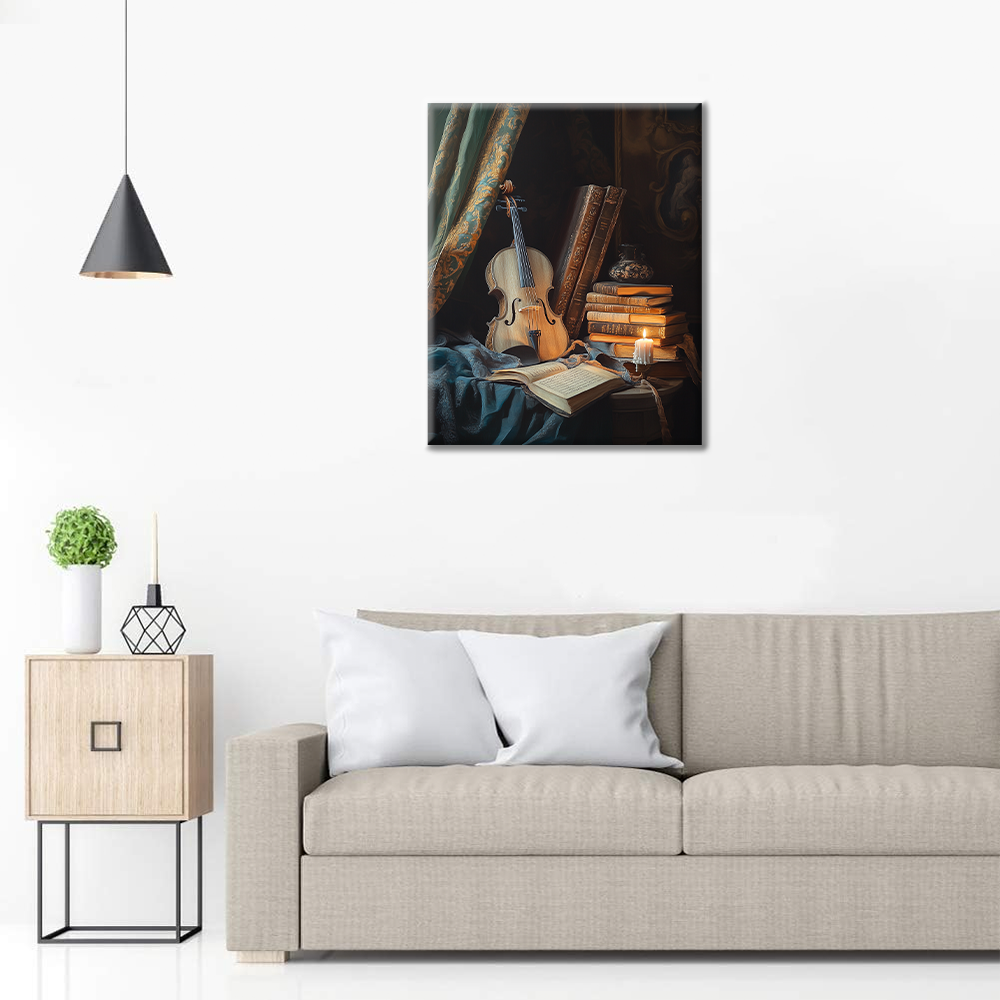 Livre et violon - Peinture par numéros