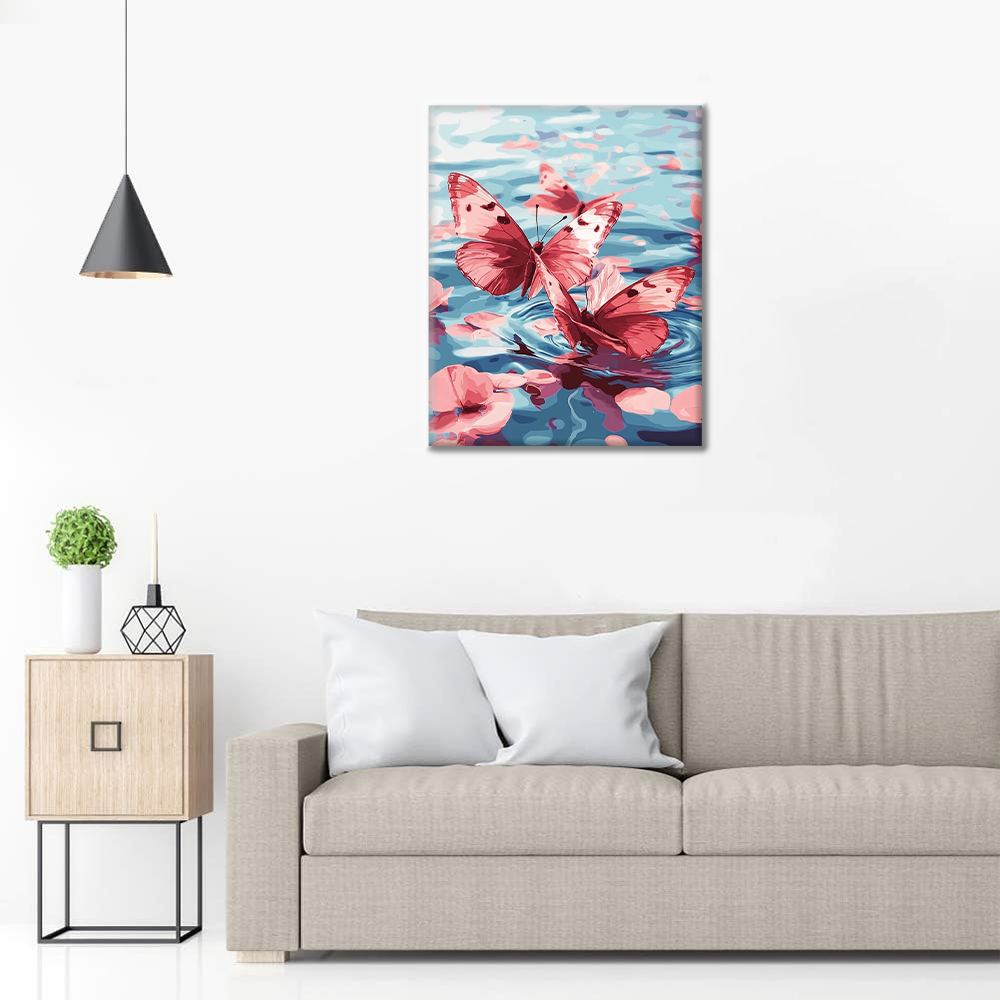 Papillon rose – Peinture par numéros