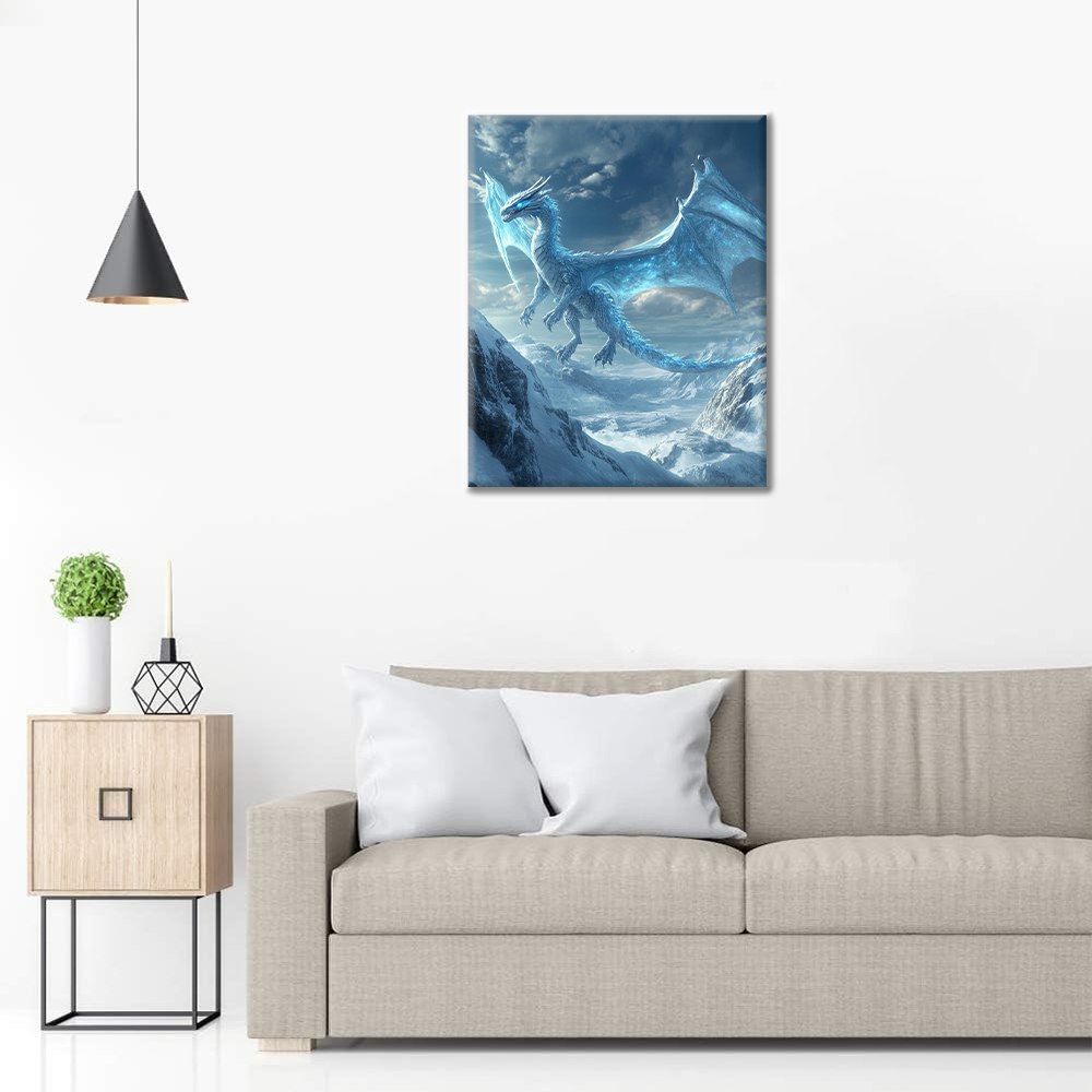 Dragon de glace arctique en vol – Peinture par numéros