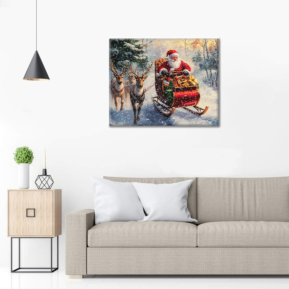 Père Noël et élan - Peinture par numéros