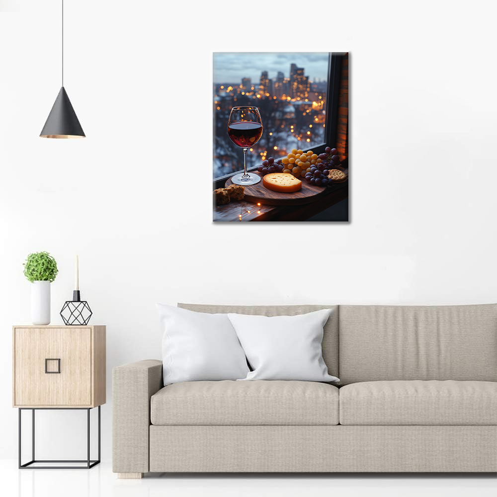 Vin, fromage et lumières de la ville – Peinture par numéros