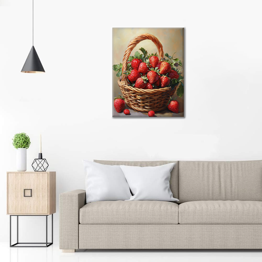 Panier de fraises succulentes – Peinture par numéros