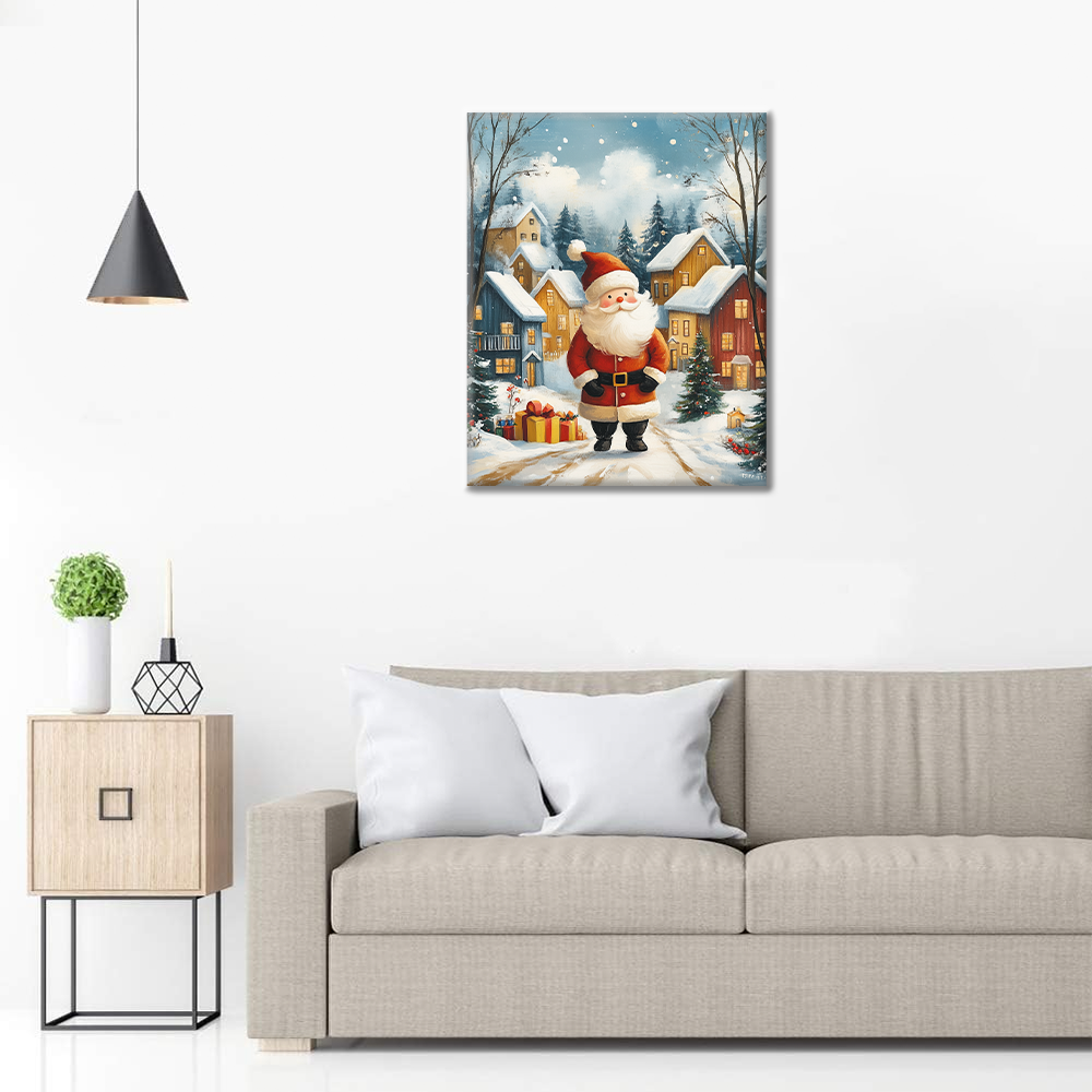 Le Père Noël joyeux dans un pays des merveilles hivernal - Peinture par numéros