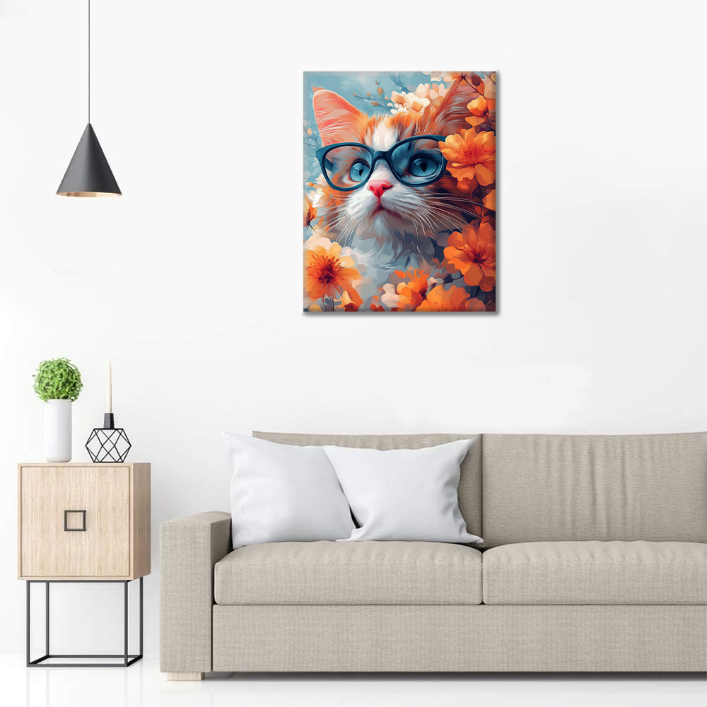 Chat avec des lunettes - Peinture par numéros