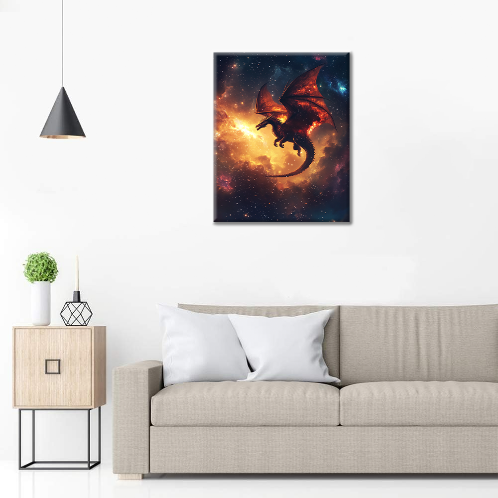 Dragon cosmique flamboyant – Peinture par numéros