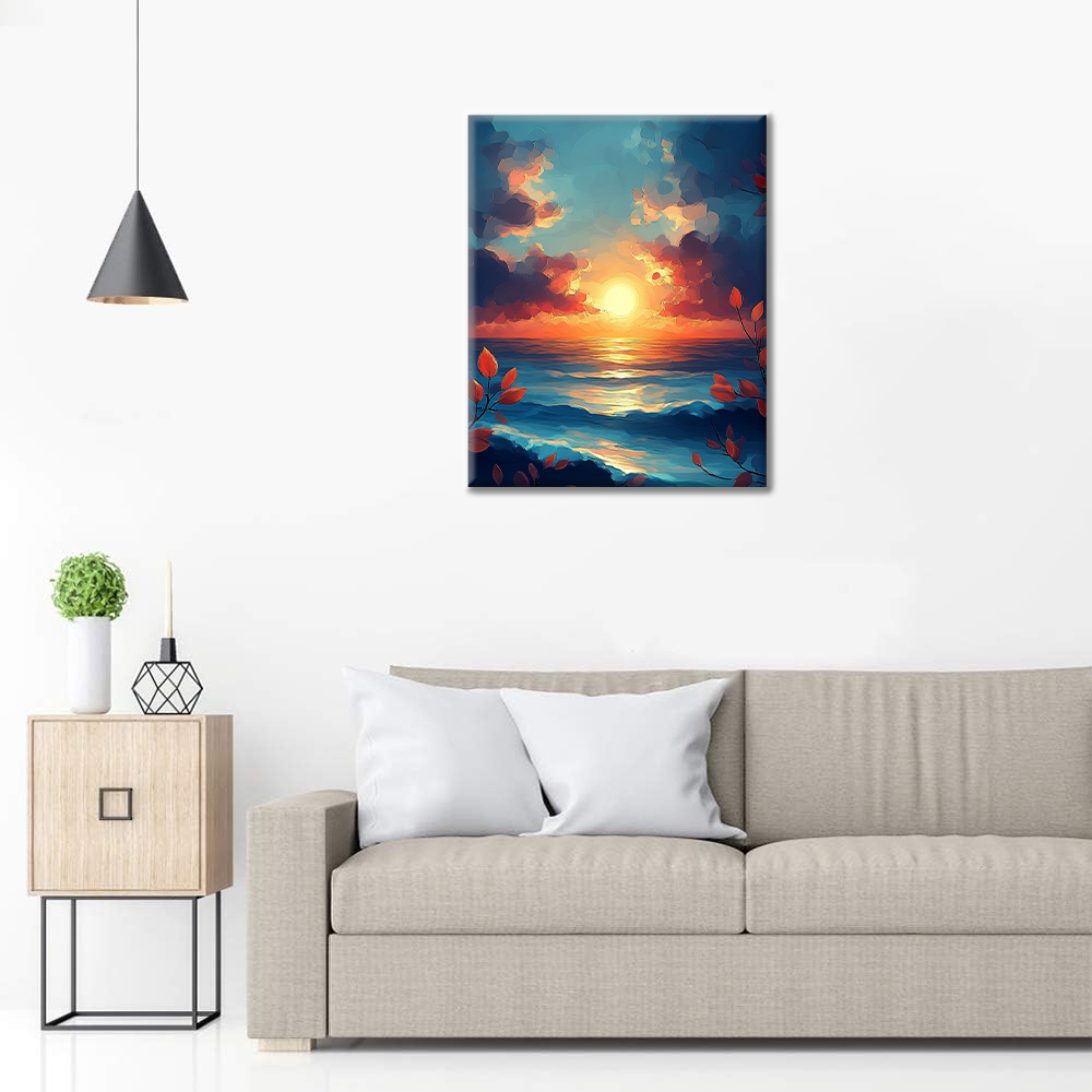 Coucher de soleil sur la mer – Peinture par numéros