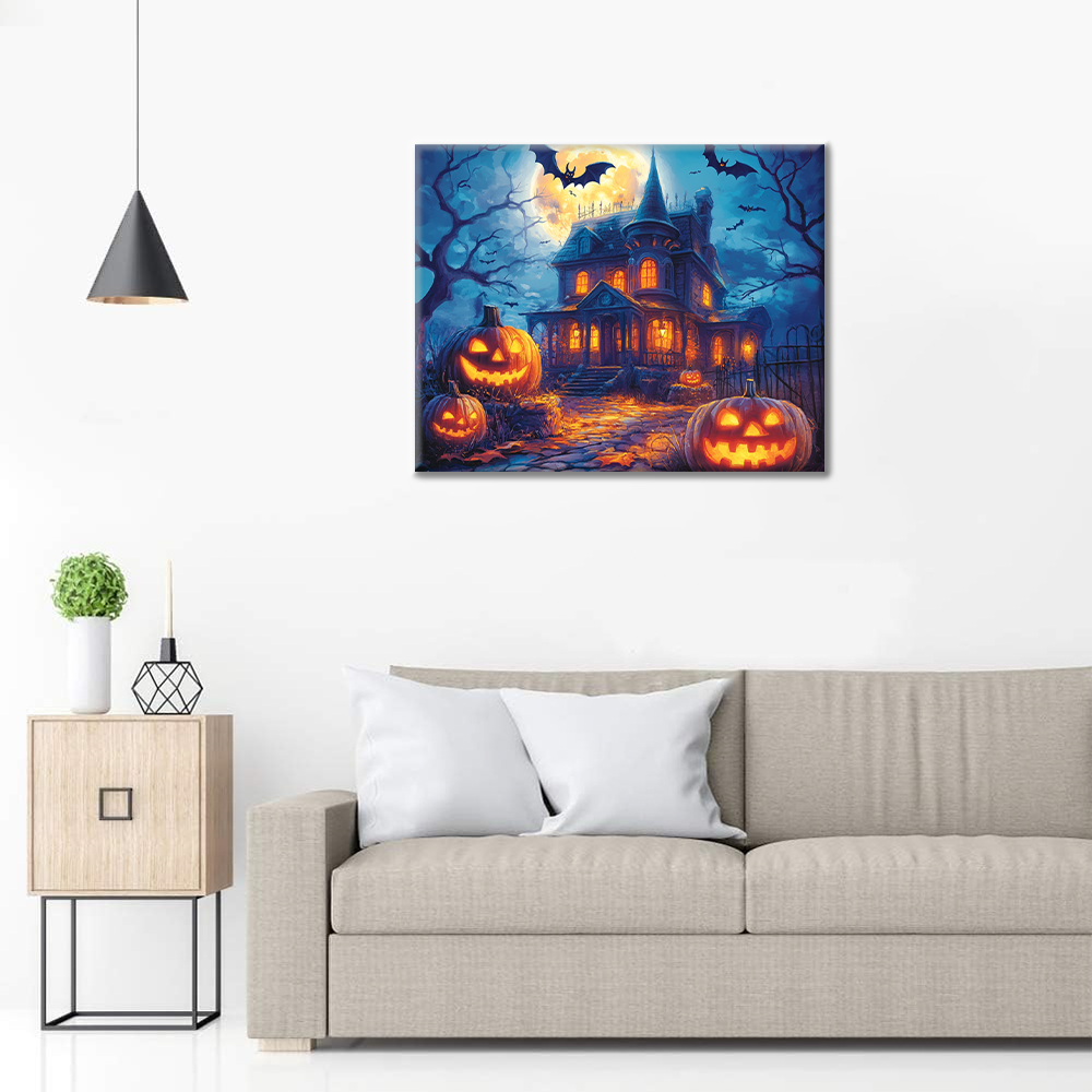 La maison hantée aux citrouilles – Peinture par numéros