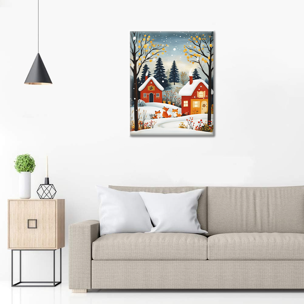 Les renards en hiver - Peinture par numéros