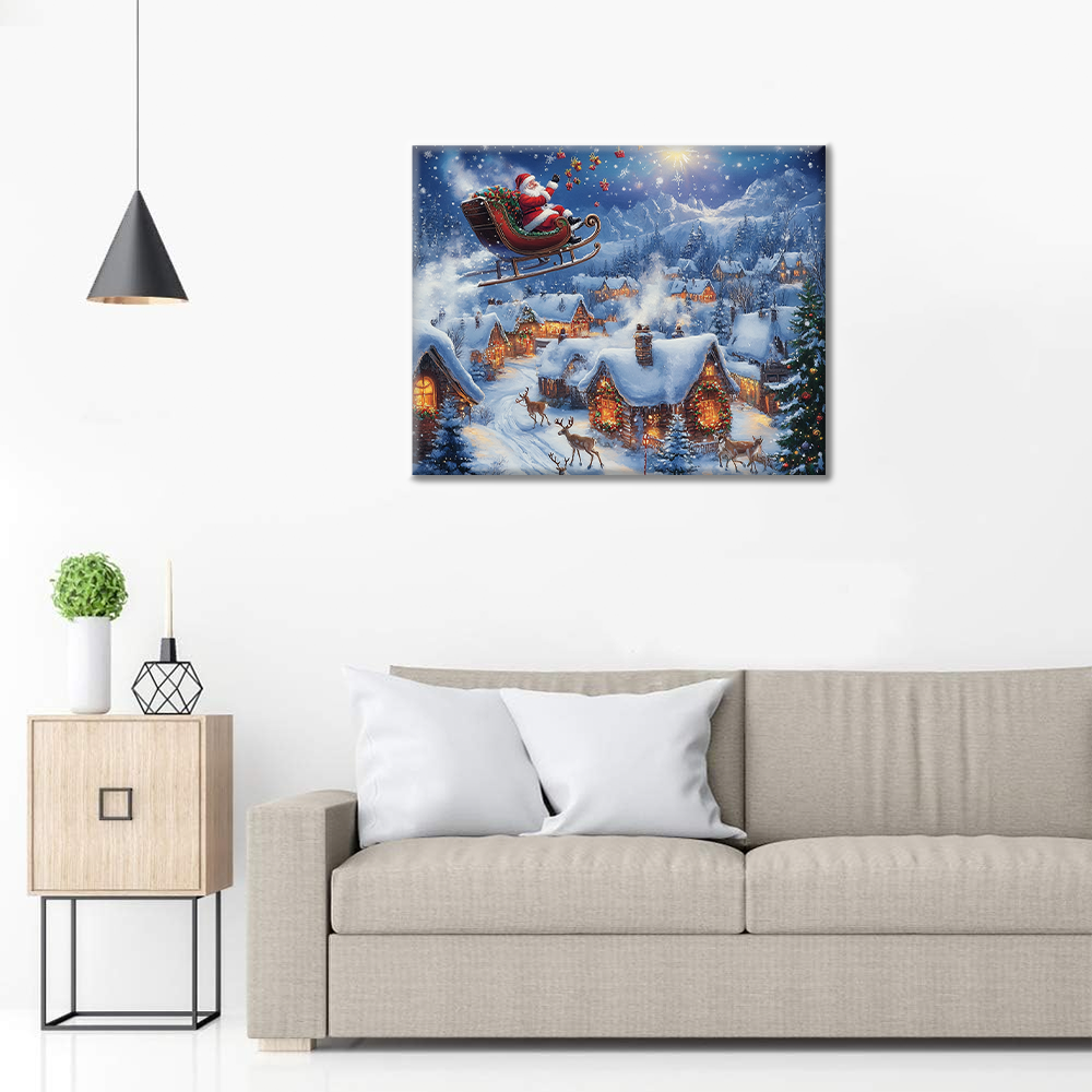 Vol d'hiver du Père Noël - Peinture par numéros