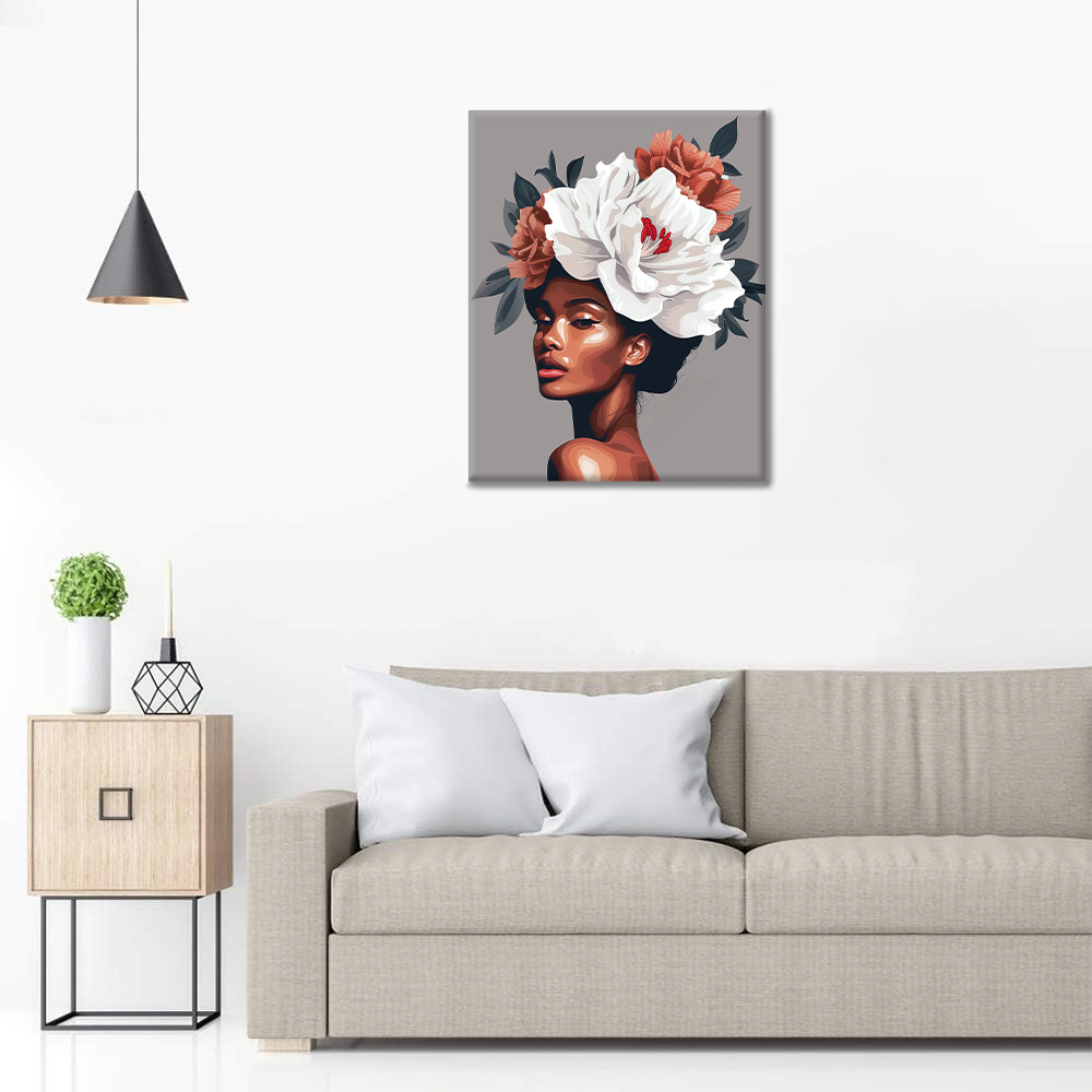 Femme aux cheveux fleuris - Peinture par numéros