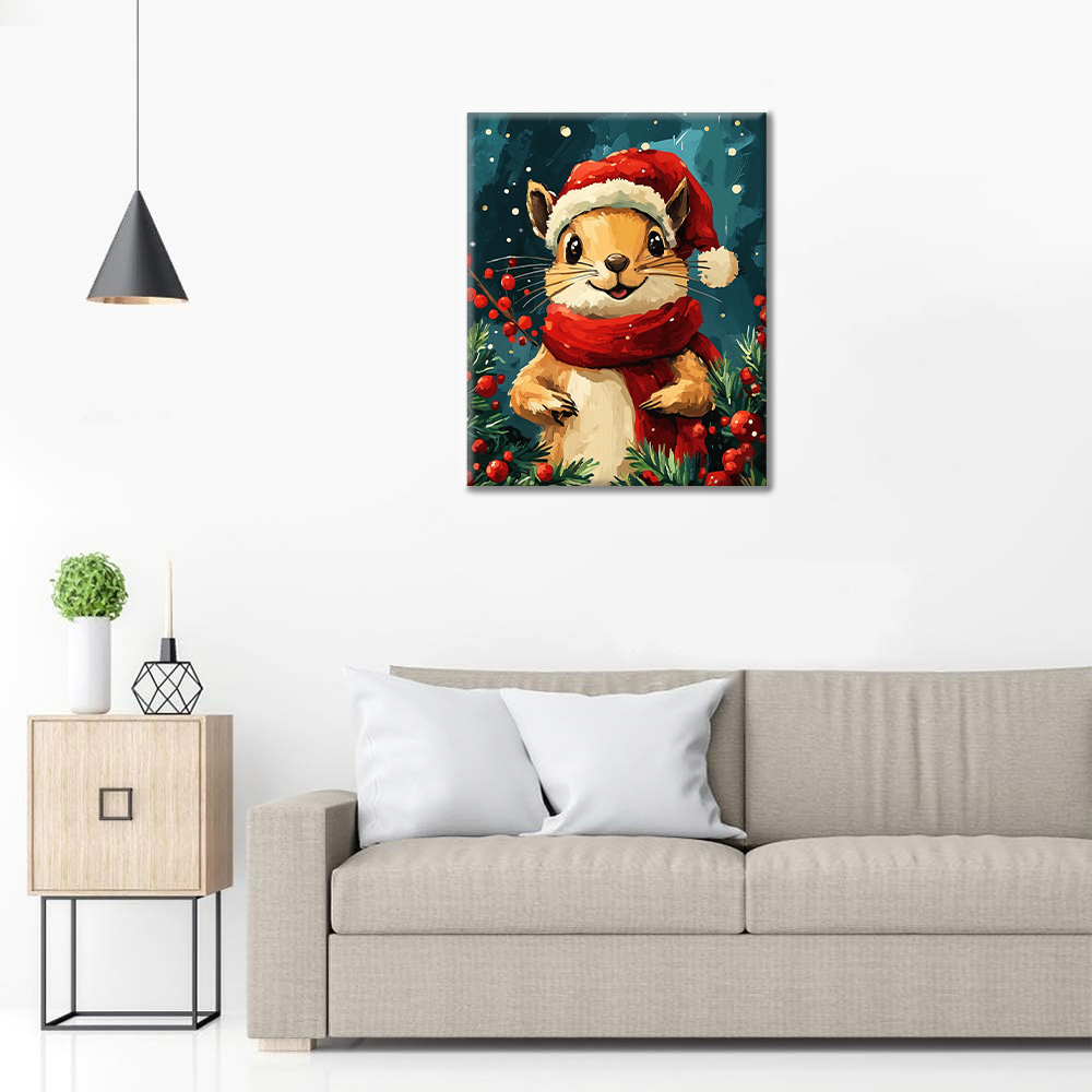 Écureuil de Noël - Peinture par numéros