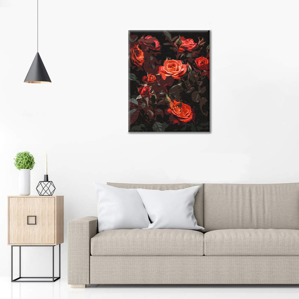 Crimson Elegance – Peinture par numéros