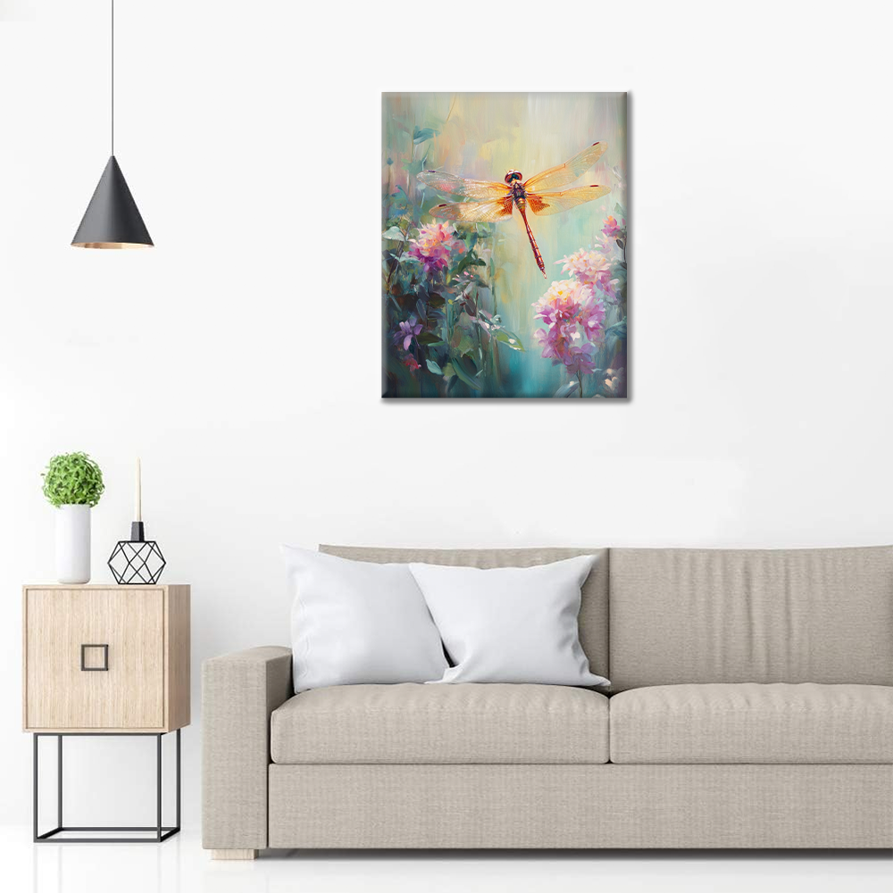 Libellule et fleurs – Peinture par numéros