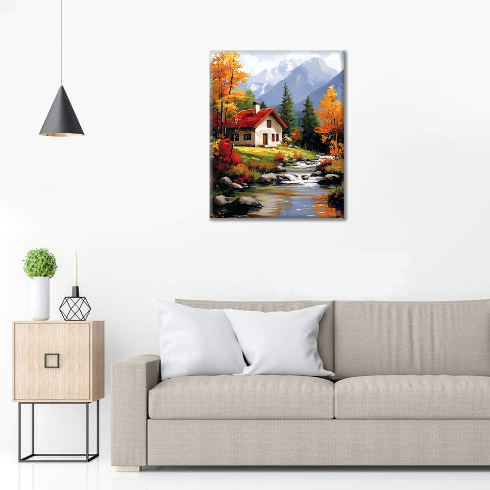 Tranquillité rurale aux teintes d'automne - Peinture par numéros