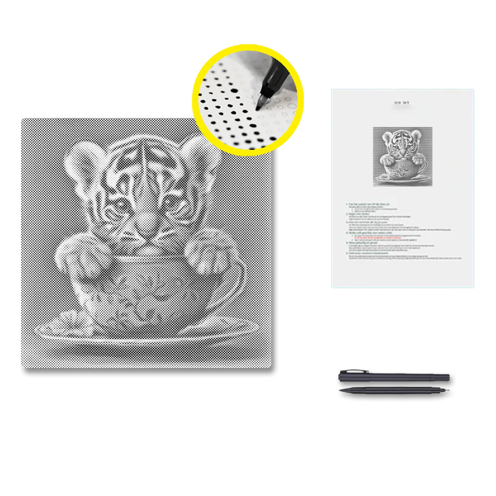 Adorable petit tigre - Peinture à points