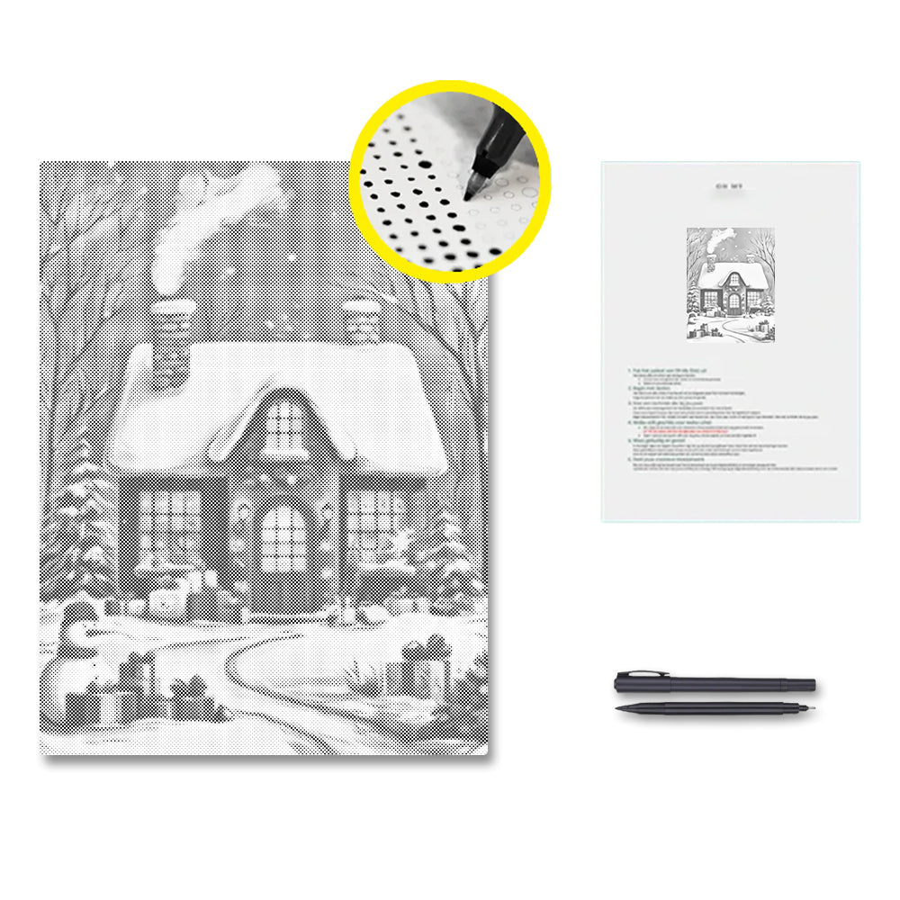 La maison de Noël - Peinture à points
