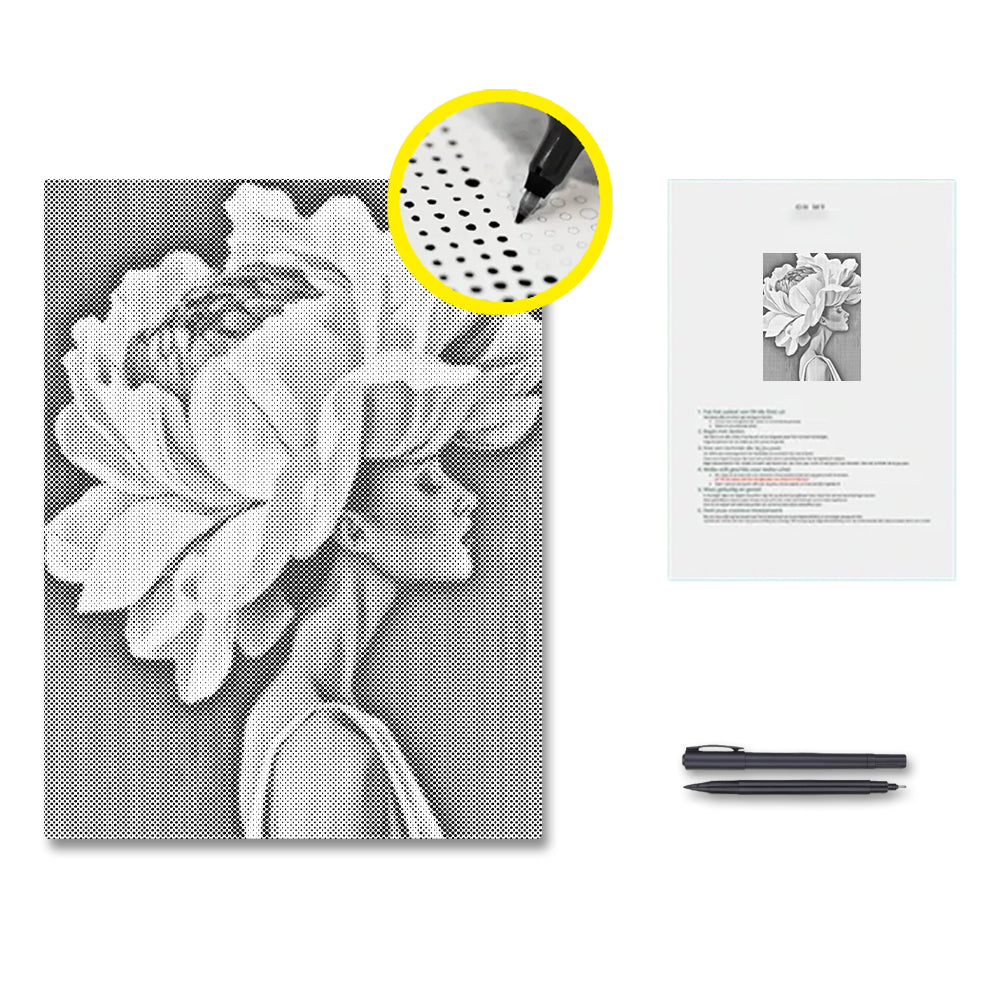 Fleur et femme - Peinture à points