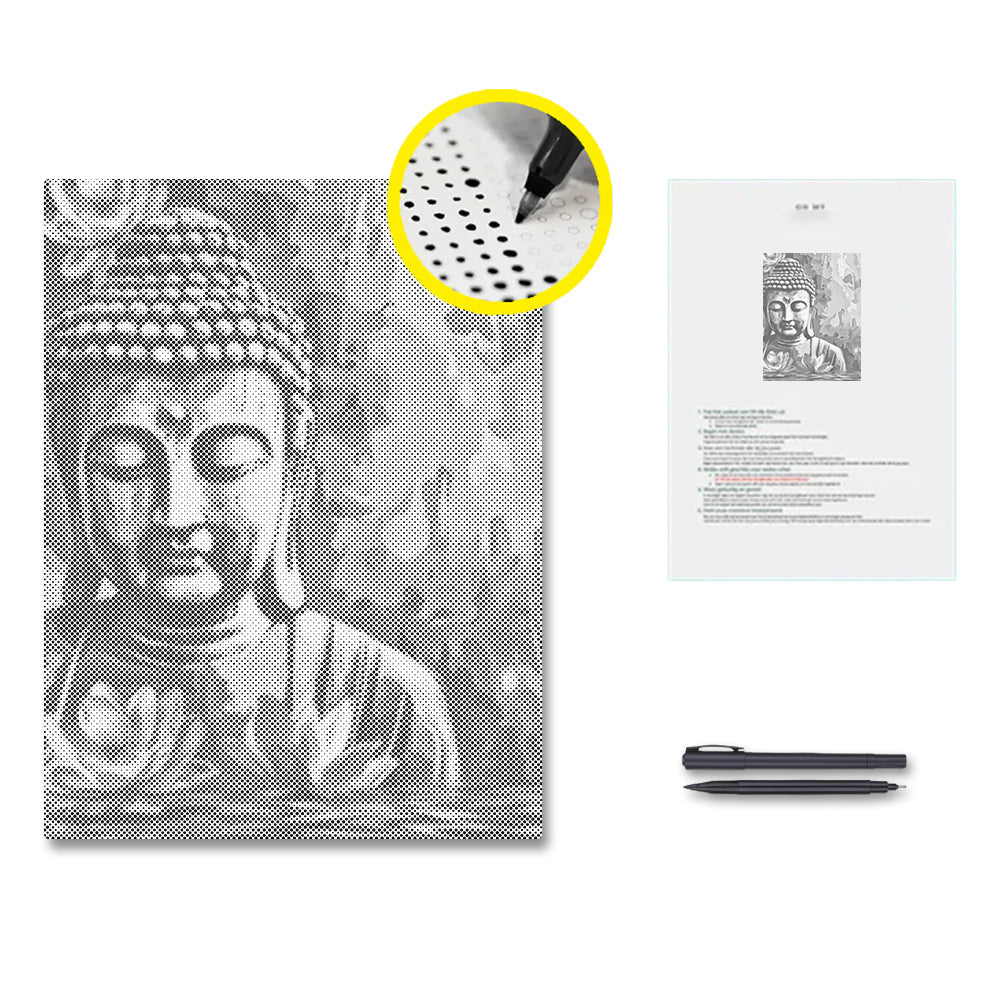 Bouddha avec une fleur - Peinture à points