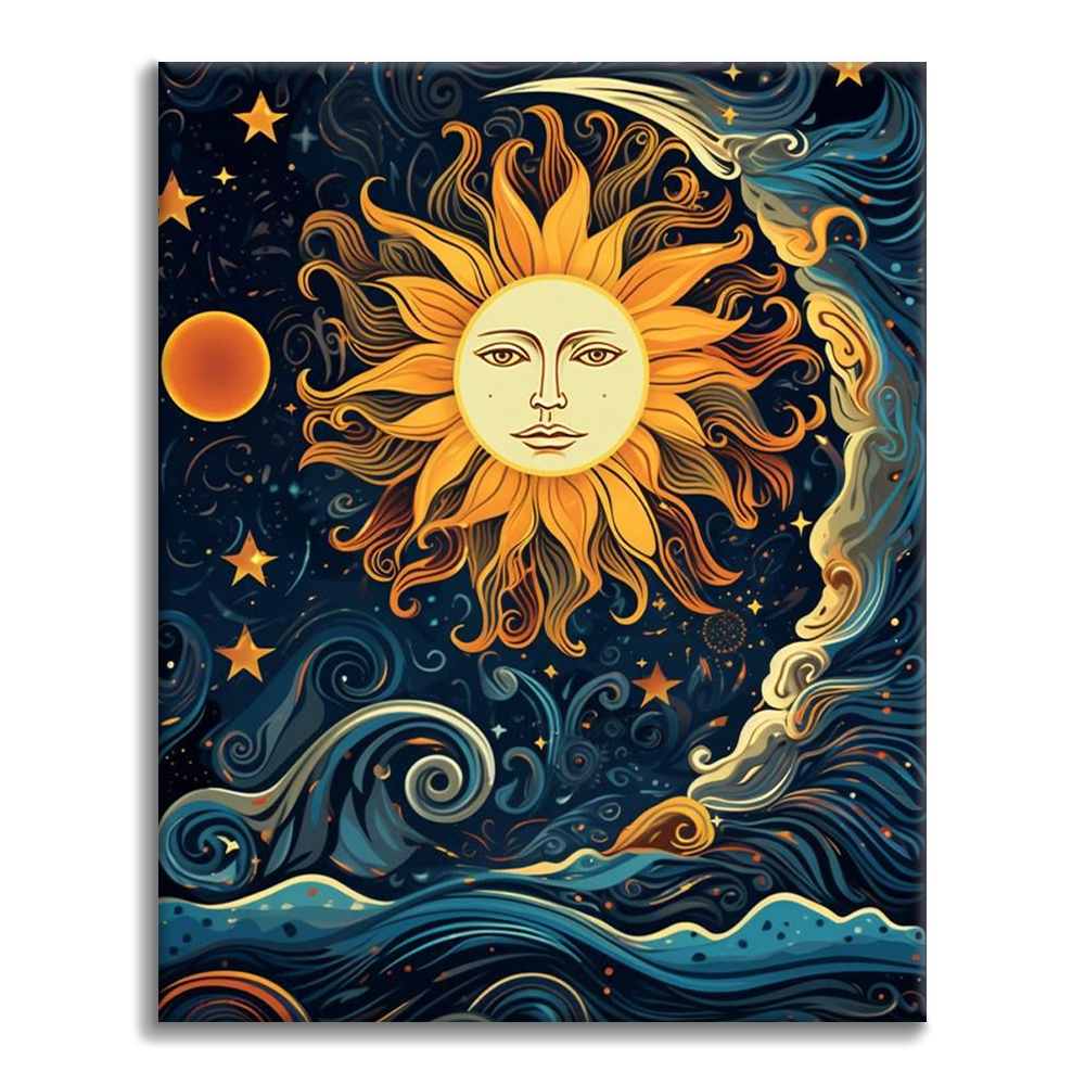 Le soleil et la lune dansent ensemble – Peinture par numéros