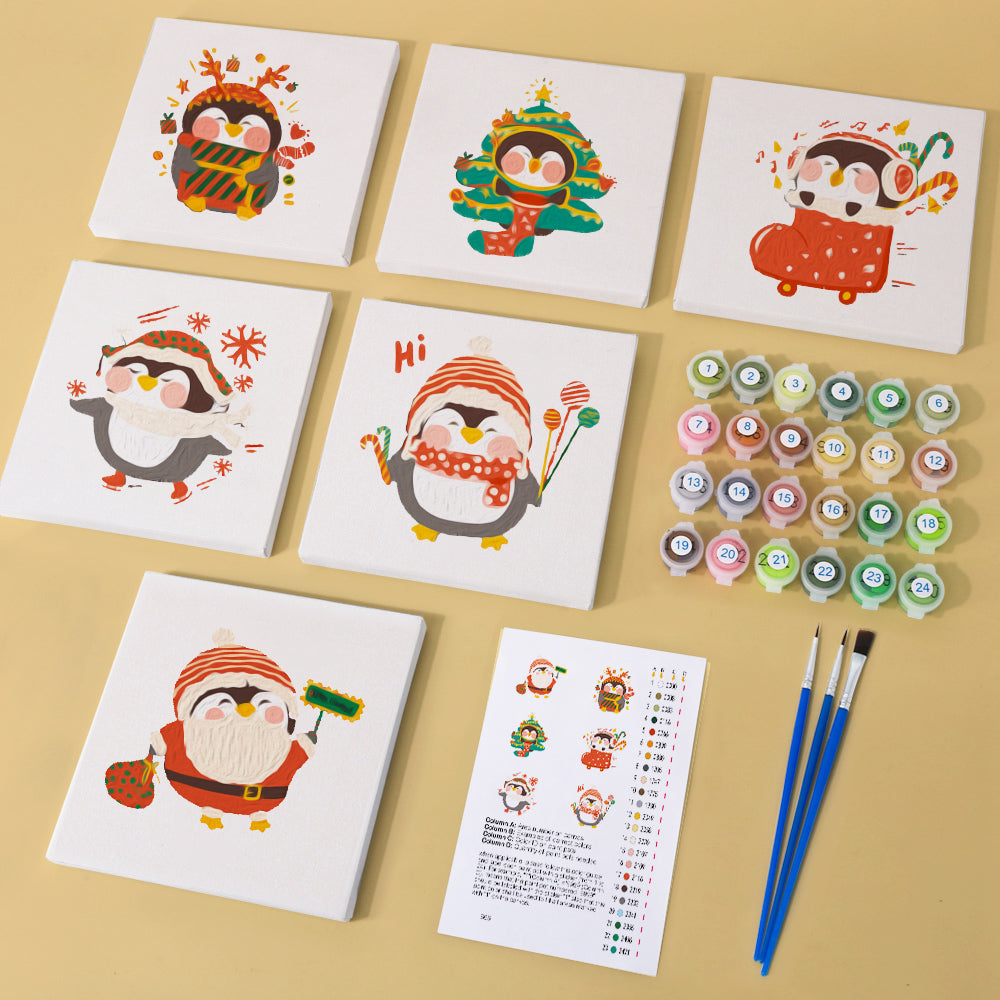 Pingouin de Noël – Peinture par numéros
