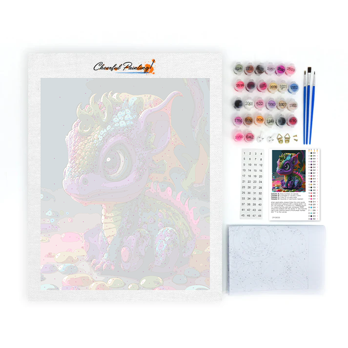 Petit dragon mignon – Peinture par numéros