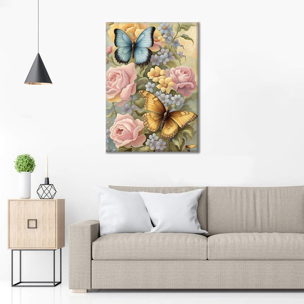 Fleurs Papillons - Peinture par numéros