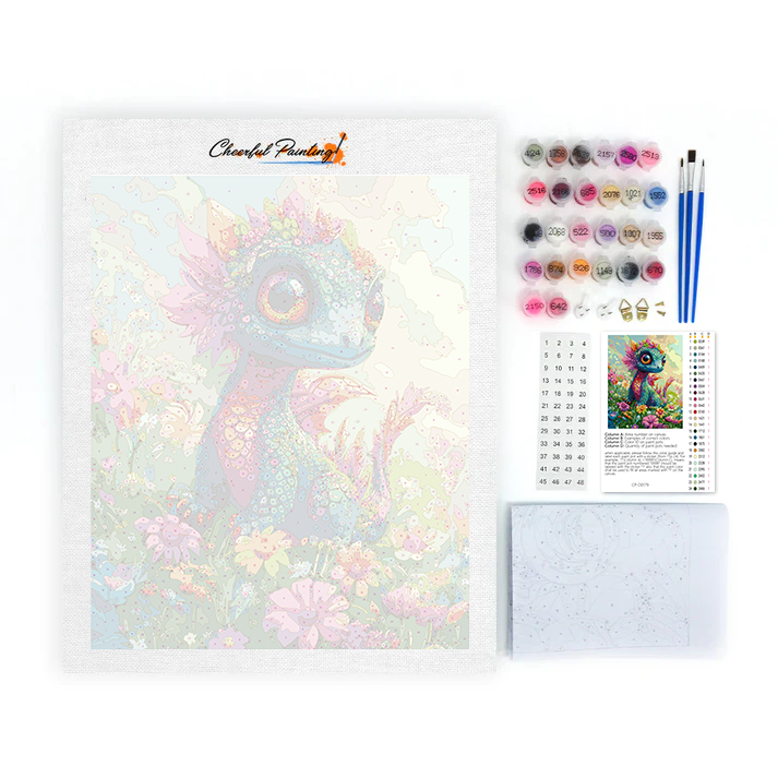 Magnifique dragon arc-en-ciel en fleurs – Peinture par numéros