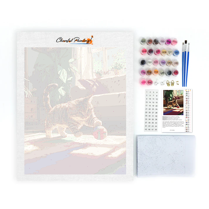 Chat et boule colorée – Peinture par numéros
