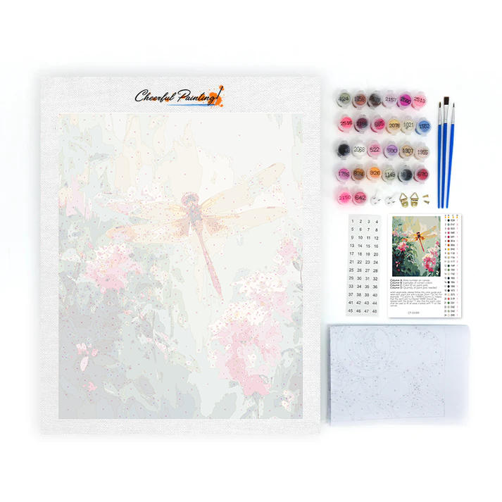 Libellule et fleurs – Peinture par numéros