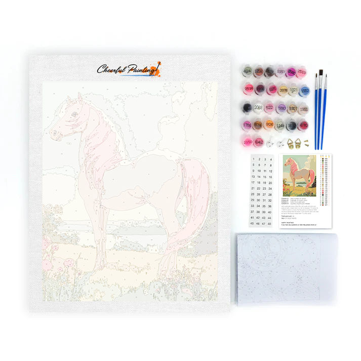 Cheval rose regardant l'horizon - Peinture par numéros
