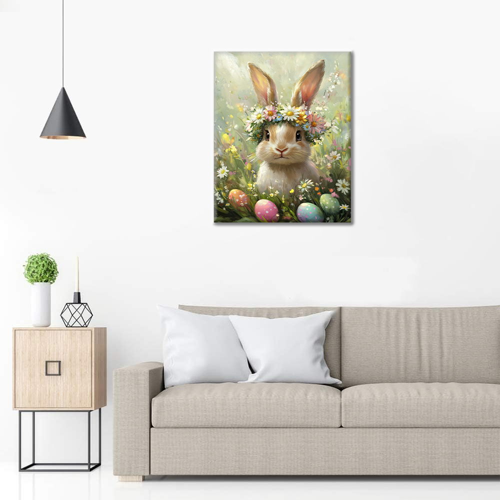 Lapin à la Couronne de Fleurs - Peinture par Numéros