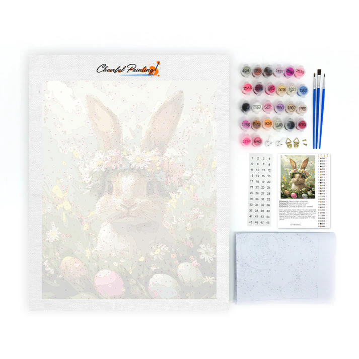 Lapin à la Couronne de Fleurs - Peinture par Numéros