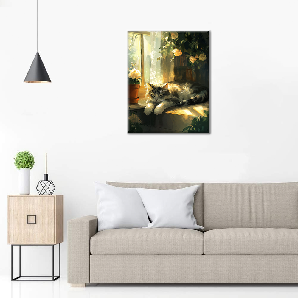 Chat qui Somnole - Peinture par Numéros