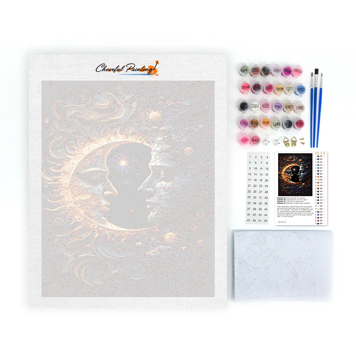 Harmonie Céleste Soleil et Lune Solaire - Peinture par Numéros