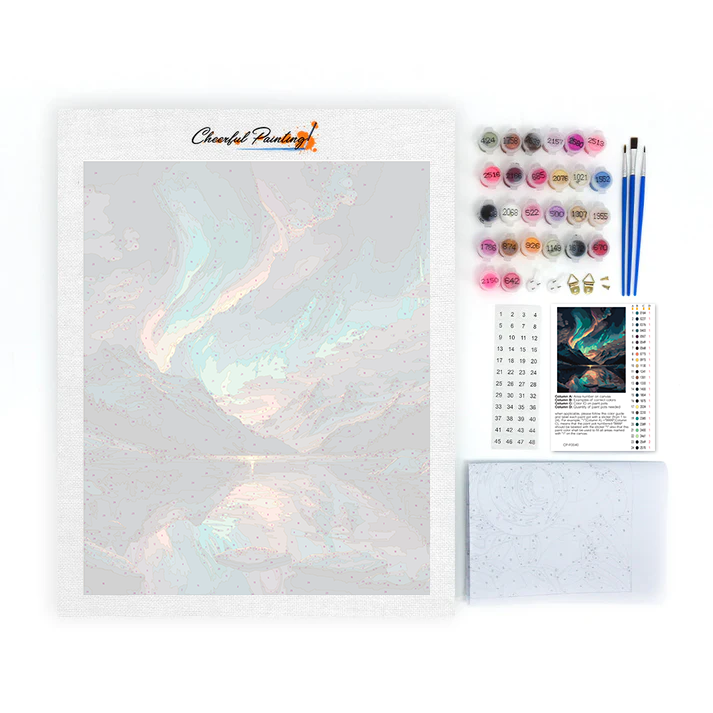 Aurores boréales colorées – Peinture par numéros
