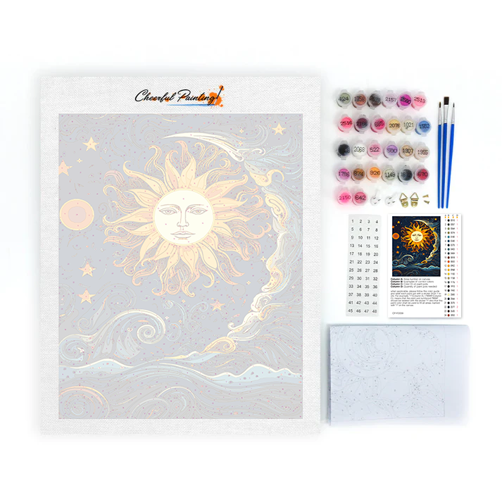 Le soleil et la lune dansent ensemble – Peinture par numéros