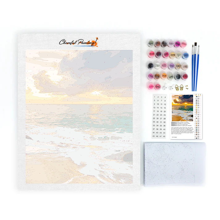 Coucher de soleil coloré sur la plage - Peinture par numéros