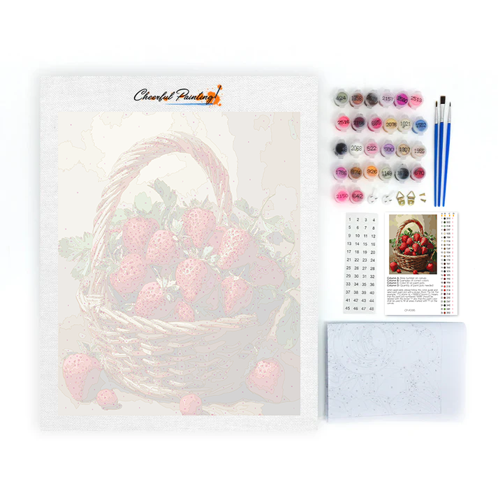 Panier de fraises succulentes – Peinture par numéros