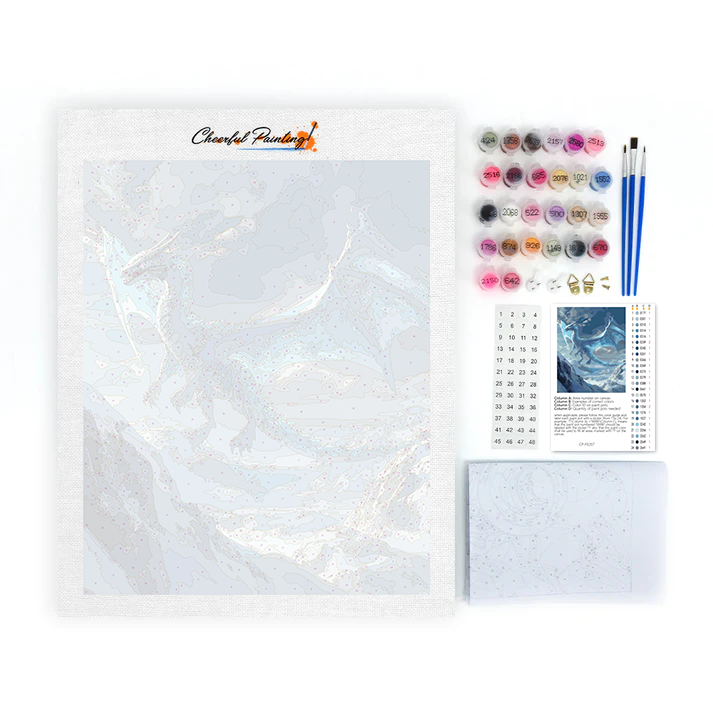Dragon de glace arctique en vol – Peinture par numéros