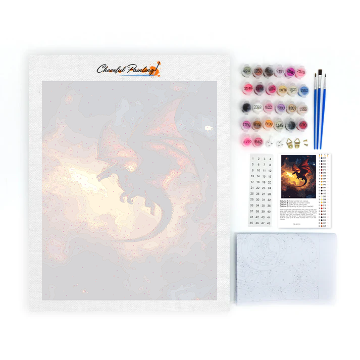 Dragon cosmique flamboyant – Peinture par numéros