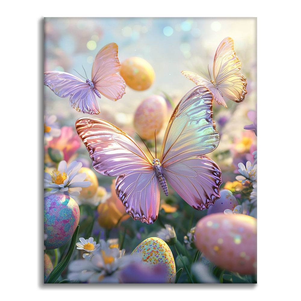 Papillons et Œufs de Printemps - Peinture par Numéros