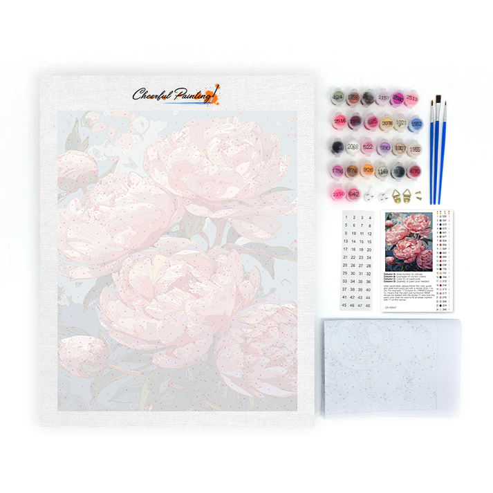 Pivoines roses – Peinture par numéros