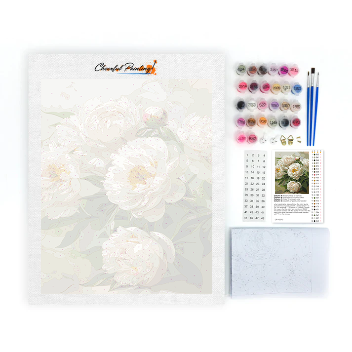 Pivoines blanches – Peinture par numéros