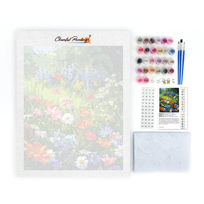 Fleurs sauvages au bord de la route – Peinture par numéros
